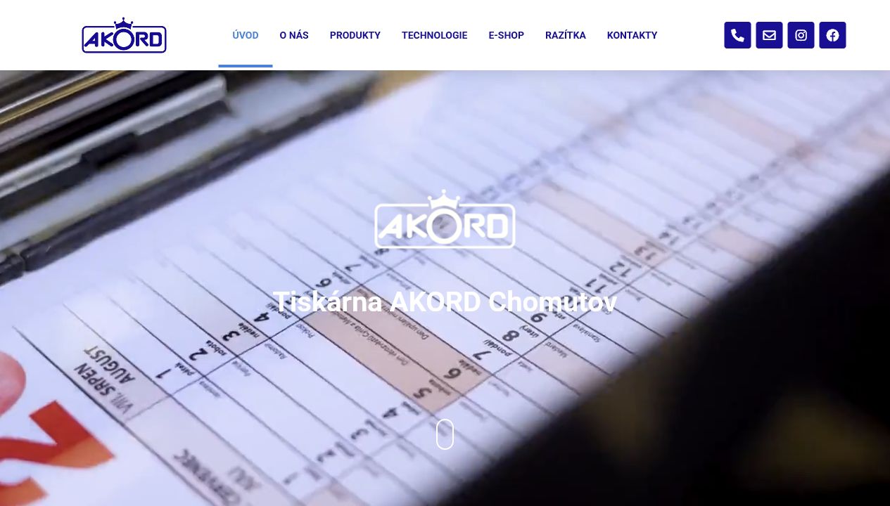 Screenshot webu AKORD Chomutov